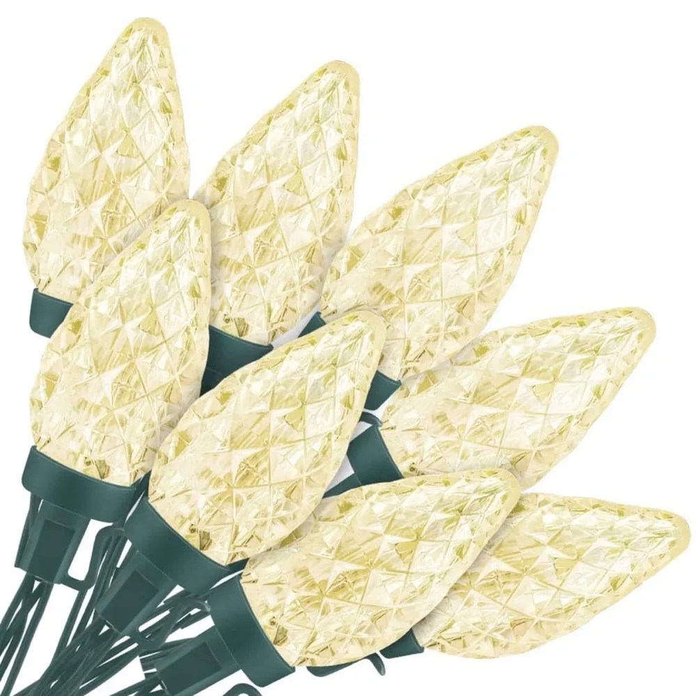 Green Wire Connectable Christmas String Lights 16.4ft Indoor Outdoor Warm White